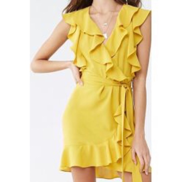 Milk and honey mustard yellow flounce ruffle dress - Picture 5 of 5
